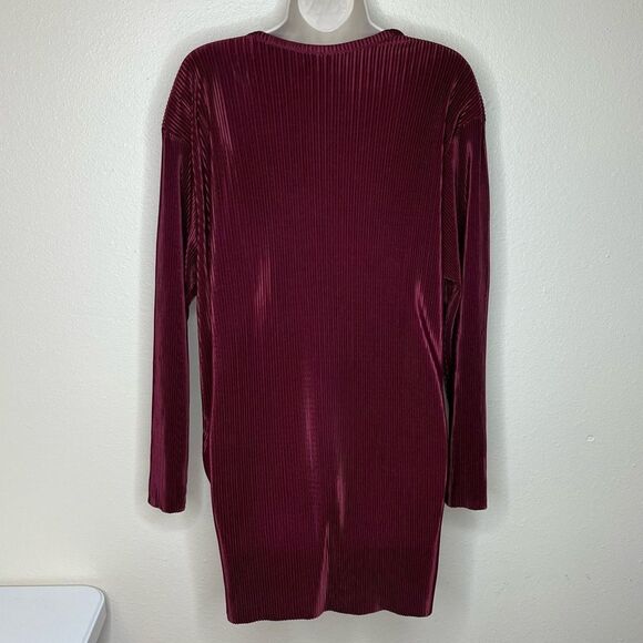 Vintage Maxima Burgundy Accordion Pleat Round Neck Long Sleeve Tunic Women Med - Picture 5 of 10